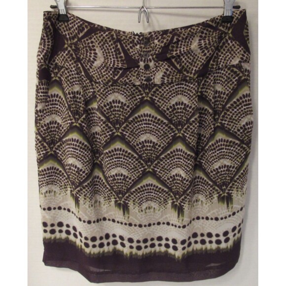 Worthington Dresses & Skirts - Worthington Brown/Green Midi Button Accent Lined Skirt Geometric Pattern Size 6